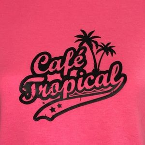 SCHITTS CREEK CAFE TROPICAL PINK T-SHIRT SIZE SMALL